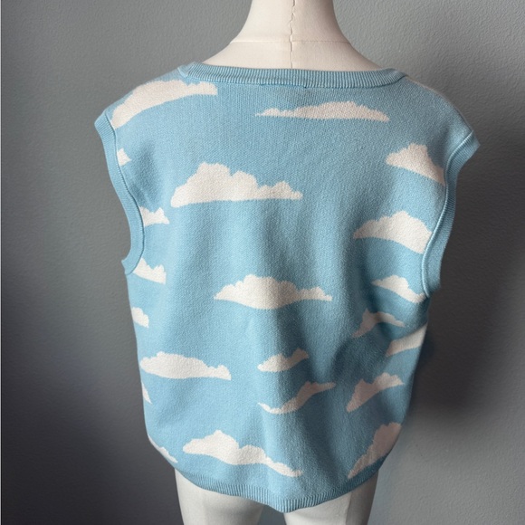 Lazy Oaf Blue and White Cloud Crop Top - Picture 3 of 4